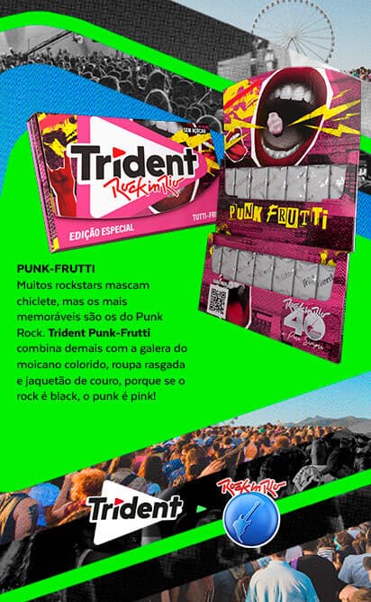 Chiclete Trident Punk Frutti no Rock in Rio 2024 Colorido e Marcante<