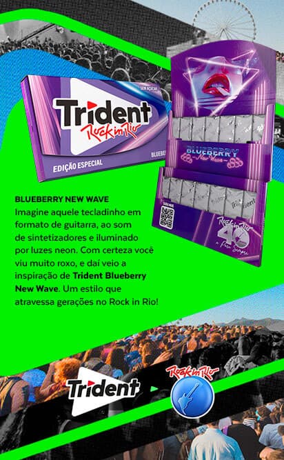 Chiclete Trident Blueberry no Rock in Rio 2024 Sabor Suave e Animado
